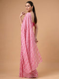 Charming Pink Printed Satin Party Wear Saree  with Blouse