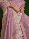 Amazing Light Pink Heavy Border Work Satin Festival Wear Saree
