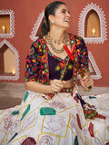 Enchanting White Printed Navratri Lehenga Choli With Jacket