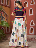 Enchanting White Printed Navratri Lehenga Choli With Jacket