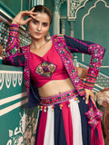 Astonishing Multi-Color Mirror Work Rayon Lehenga Choli With Jacket