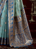 Beautiful Blue Zari Weaving Banarasi Silk Traditional Saree With Blouse