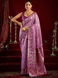 Stunning Purple Zari Weaving Banarasi Silk Marriage Wear Saree With Blouse