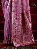 Stunning Purple Zari Weaving Banarasi Silk Marriage Wear Saree With Blouse