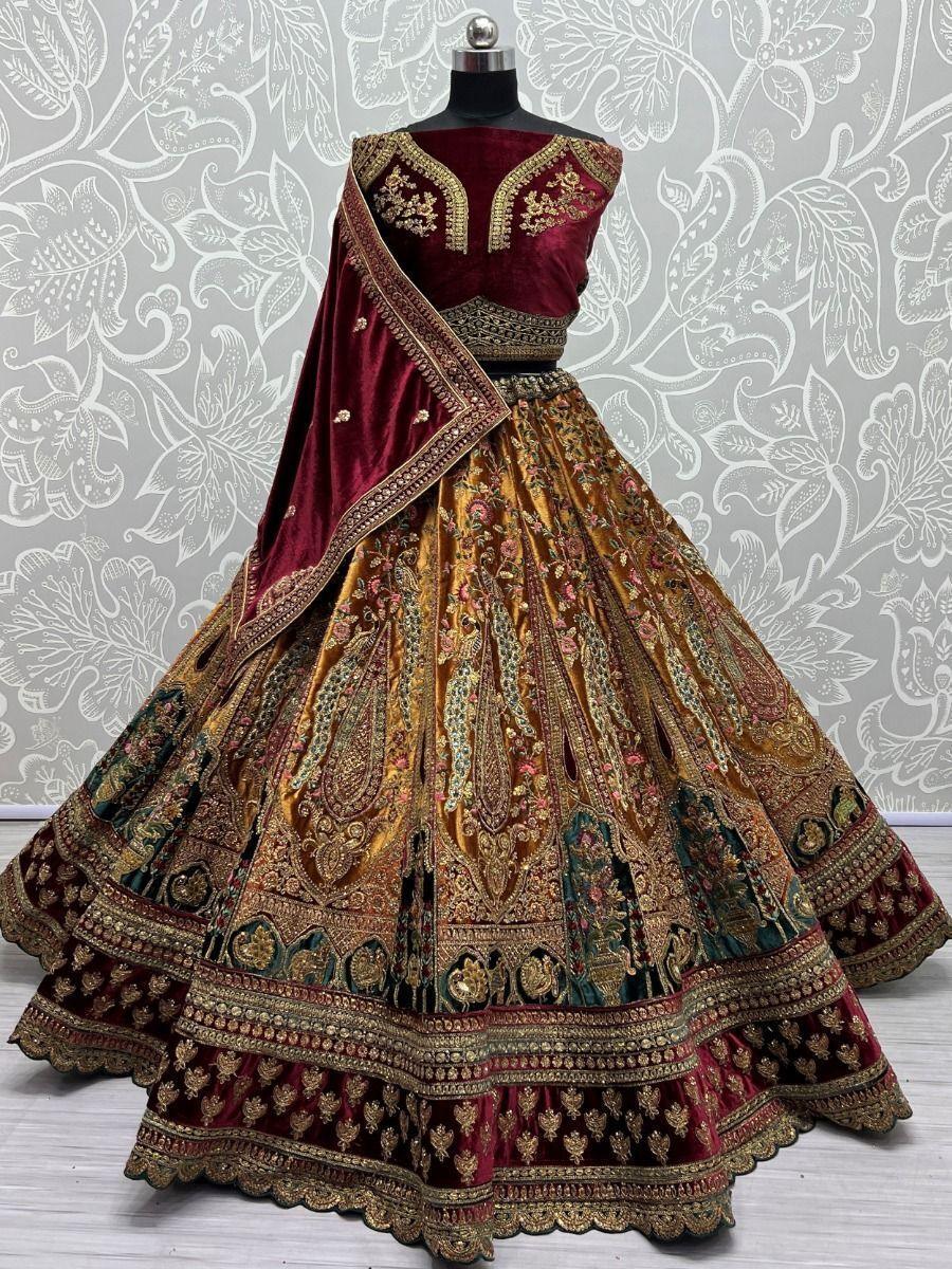 Bridal lehenga in mehroon colour discount