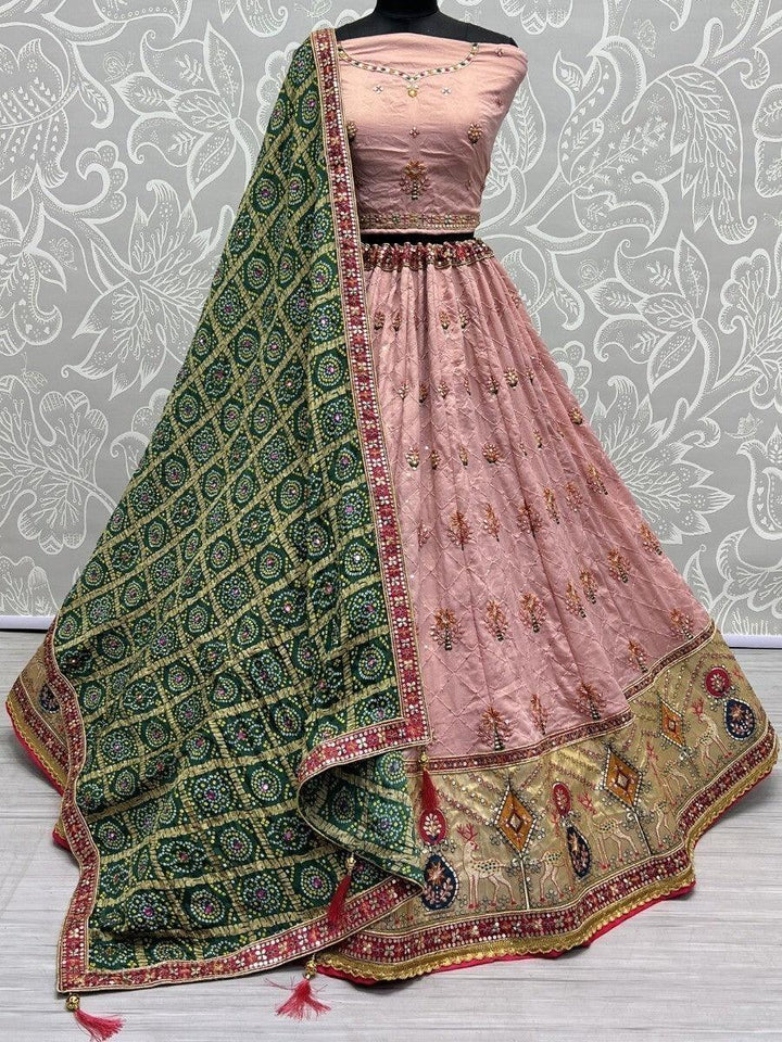 Captivating Pink Sequins Silk Wedding Wear Lehenga Choli