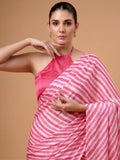 Charming Pink Printed Satin Party Wear Saree  with Blouse