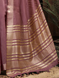 Gorgeous Mauve Pink Zari Weaving Khadi Casual Wear Saree With Blouse