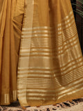 Adorable Mustard Yellow Zari Weaving Khadi Office Wear Saree With Blouse