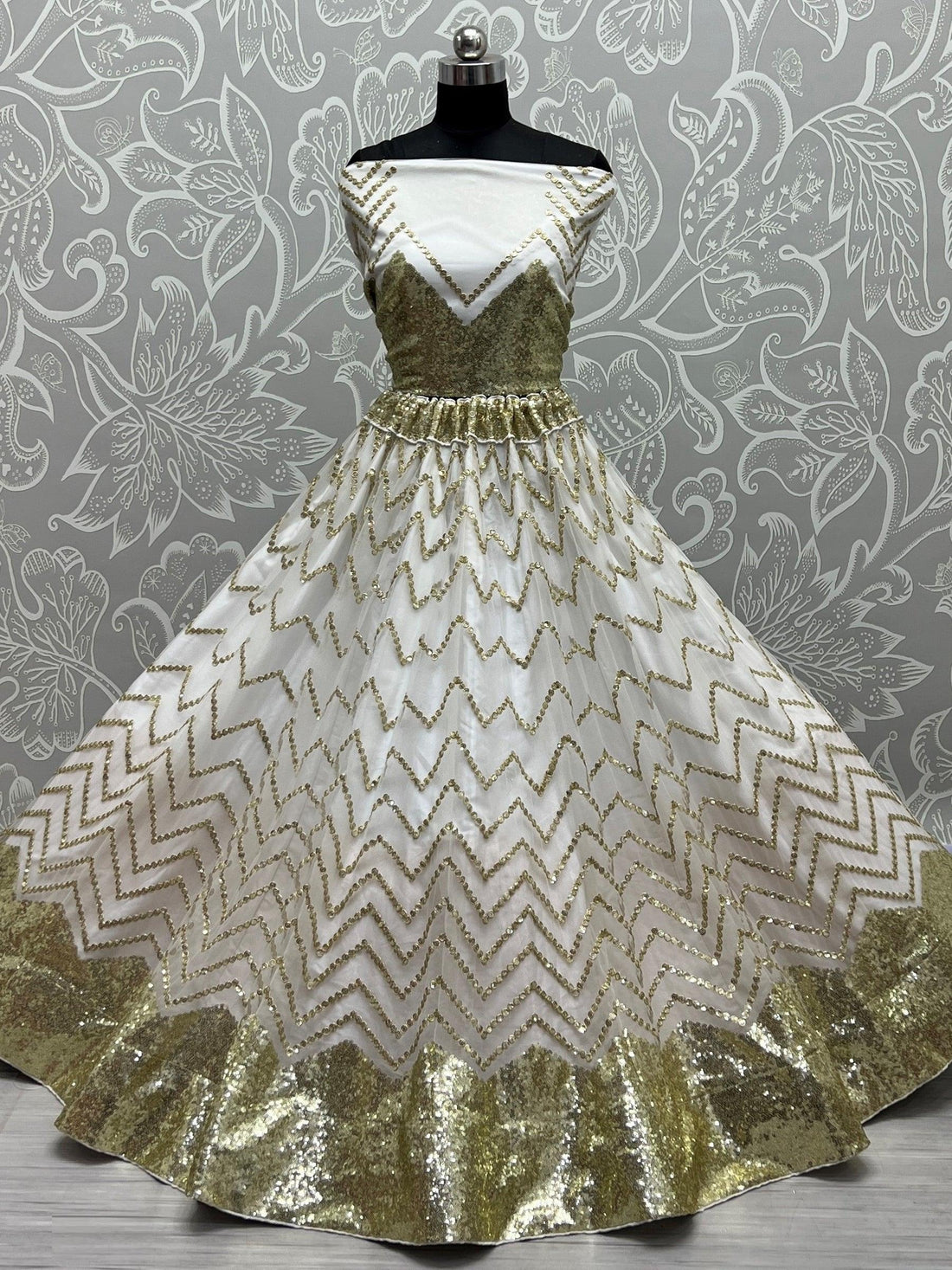 Magnetic White Sequins Net Reception Wear Lehenga Choli With Dupatta