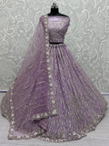 Dazzling Lavender Sequins Silk Bridesmaid Lehenga Choli With Dupatta