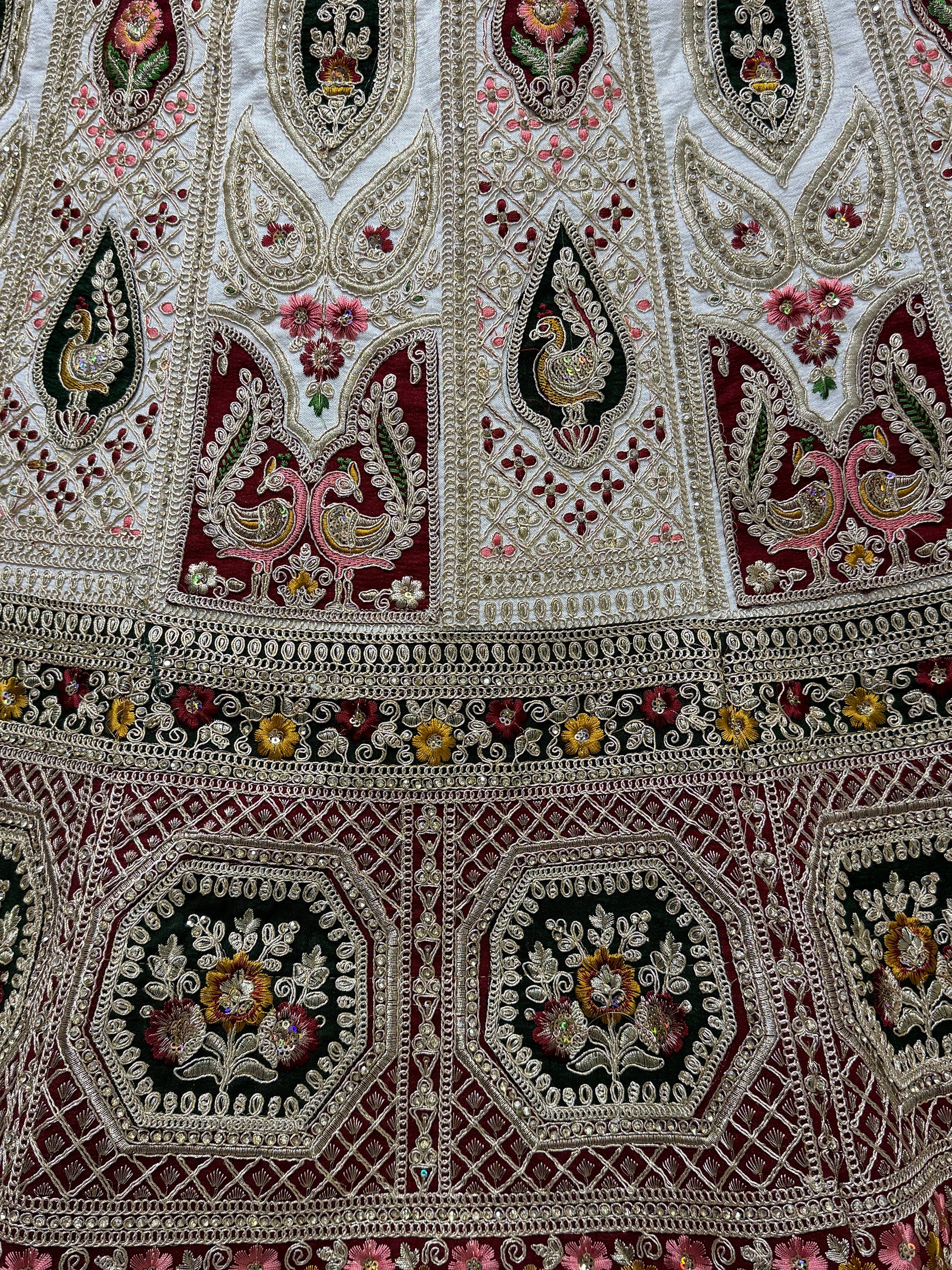 Astonishing Off-White Embroidered Silk Gujaratri Panetar Lehenga Choli