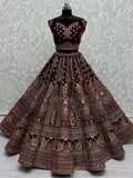 Lovely Maroon Sequins Velvet Bridal Lehenga Choli With Double Dupatta