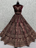 Pretty Pink Dori Work Velvet Bridal Lehenga Choli With Double Dupatta