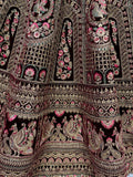 Superb Dark Maroon Velvet Bridal Lehenga Choli With Double Dupatta
