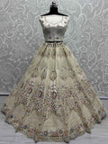Excellent Off-White Lace Work Net Bridesmaid Lehenga Choli