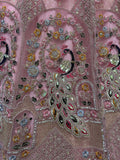 Shocking Peach Sequins Work Net Bridesmaid Lehenga Choli