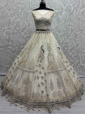 Lovely Off-White Sequins Net Wedding Lehenga Choli With Dupatta