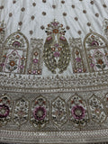 Stunning Off-White Sequins Work Silk Wedding Lehenga Choli With Double Dupatta