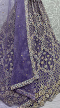 Alluring Purple Thread Embroidery Net Wedding Lehenga Choli