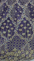 Alluring Purple Thread Embroidery Net Wedding Lehenga Choli