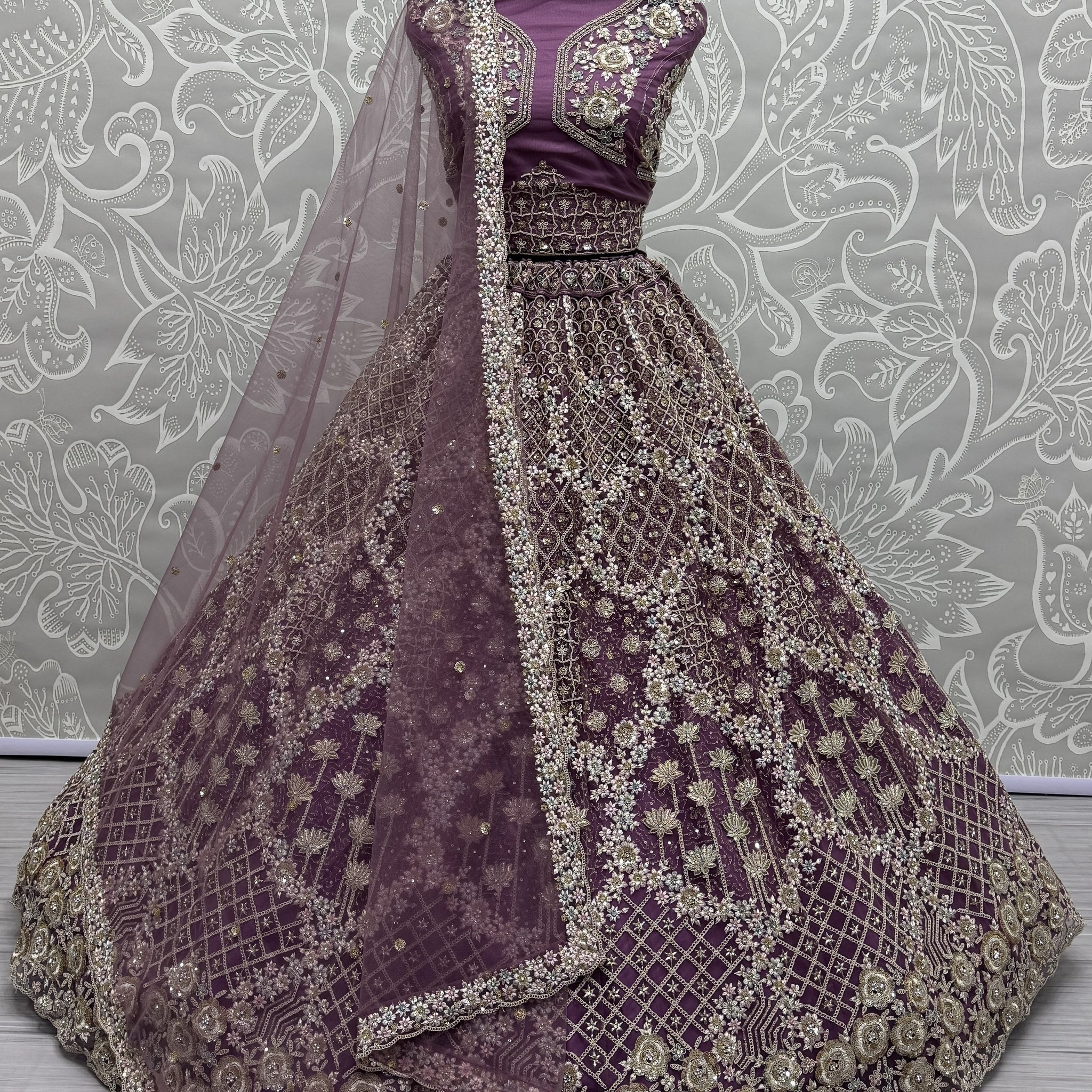 Lovely Pink Dori Embroidered Net Bridesmaid Lehenga Choli With Dupatta