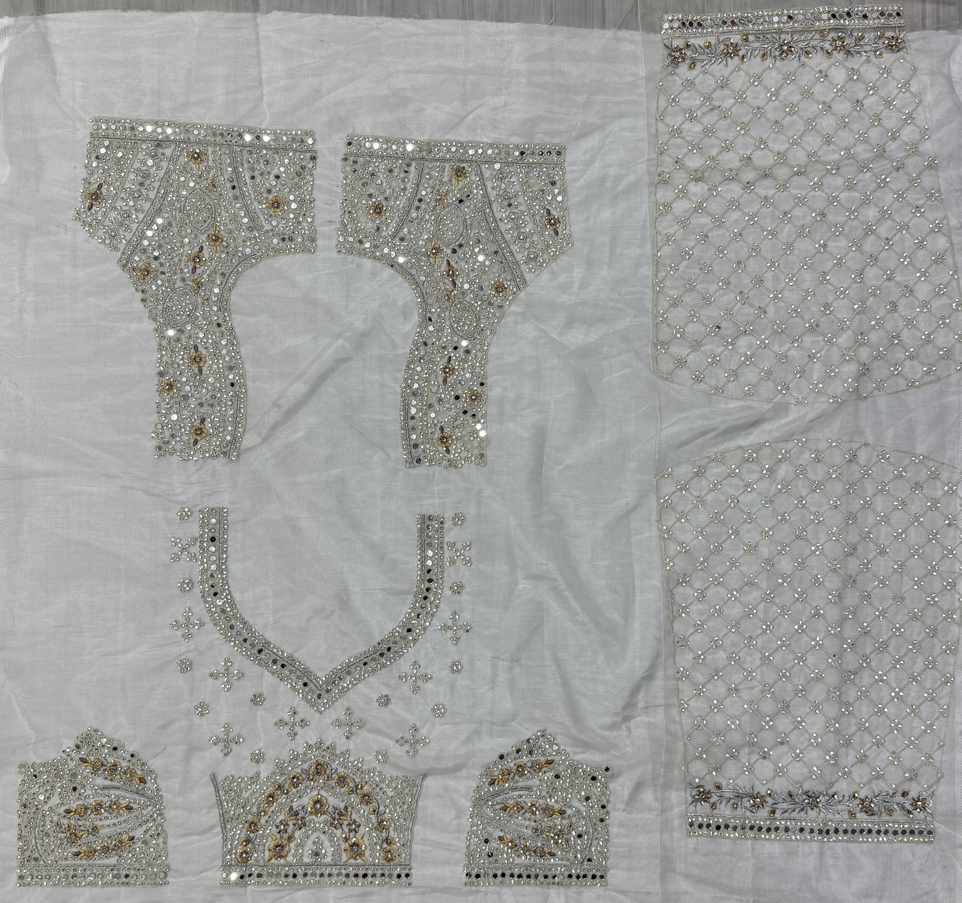 Gorgeous Off-White Mirror Work Net Bridesmaid Lehenga Choli