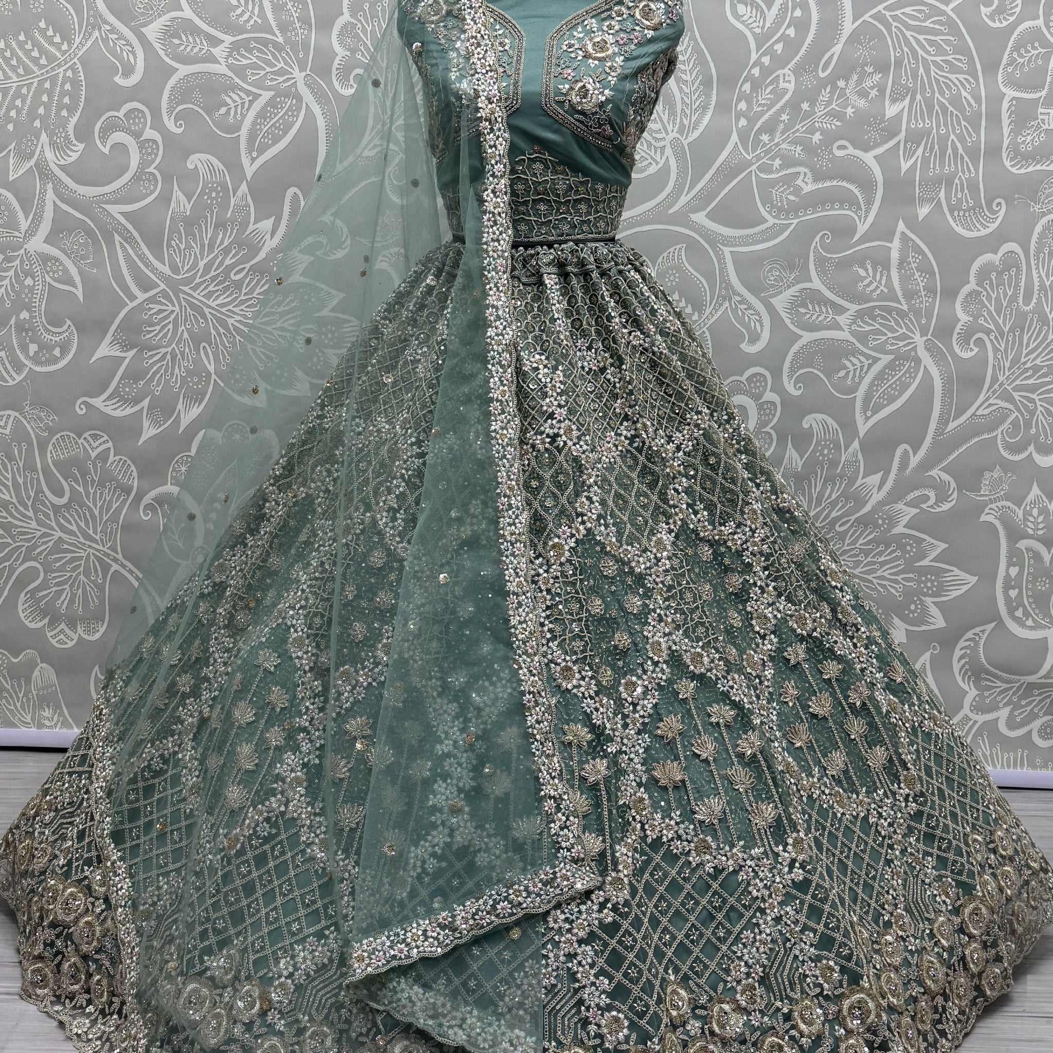 Attractive Blue Dori Embroidery Net Wedding Wear Lehenga Choli