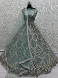 Attractive Blue Dori Embroidery Net Wedding Wear Lehenga Choli