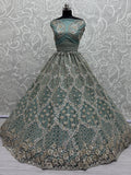 Attractive Blue Dori Embroidery Net Wedding Wear Lehenga Choli