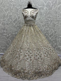 Wonderful Off-White Zirkon Work Net Bridesmaid Lehenga Choli With Dupatta 