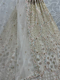 Wonderful Off-White Zirkon Work Net Bridesmaid Lehenga Choli With Dupatta 