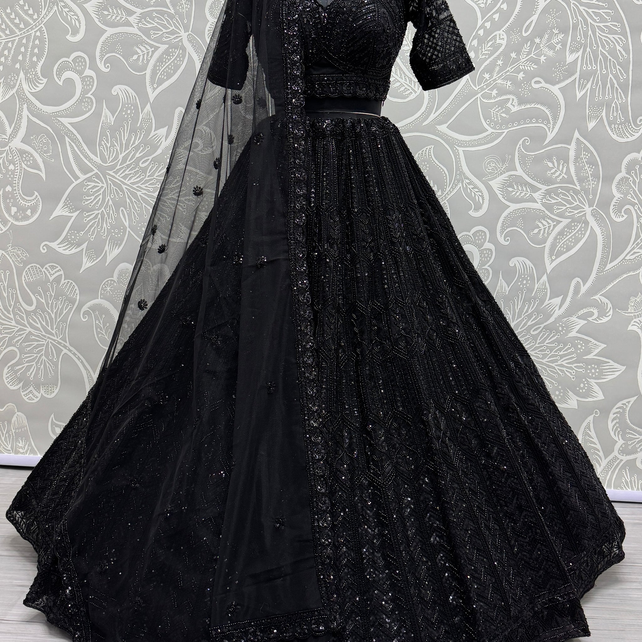Amazing Black Sequins Net Reception Wear Lehenga Choli