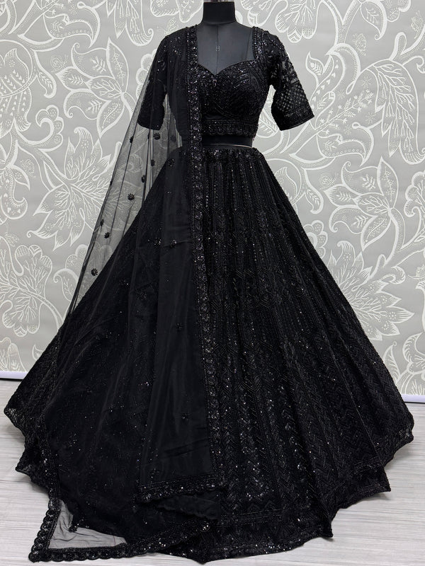 Amazing Black Sequins Net Reception Wear Lehenga Choli