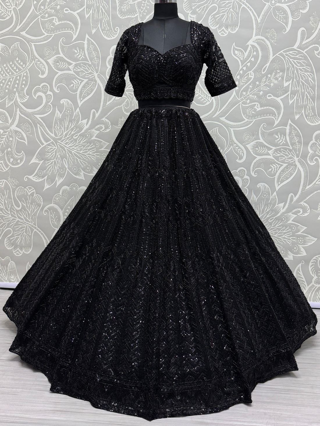 Amazing Black Sequins Net Reception Wear Lehenga Choli