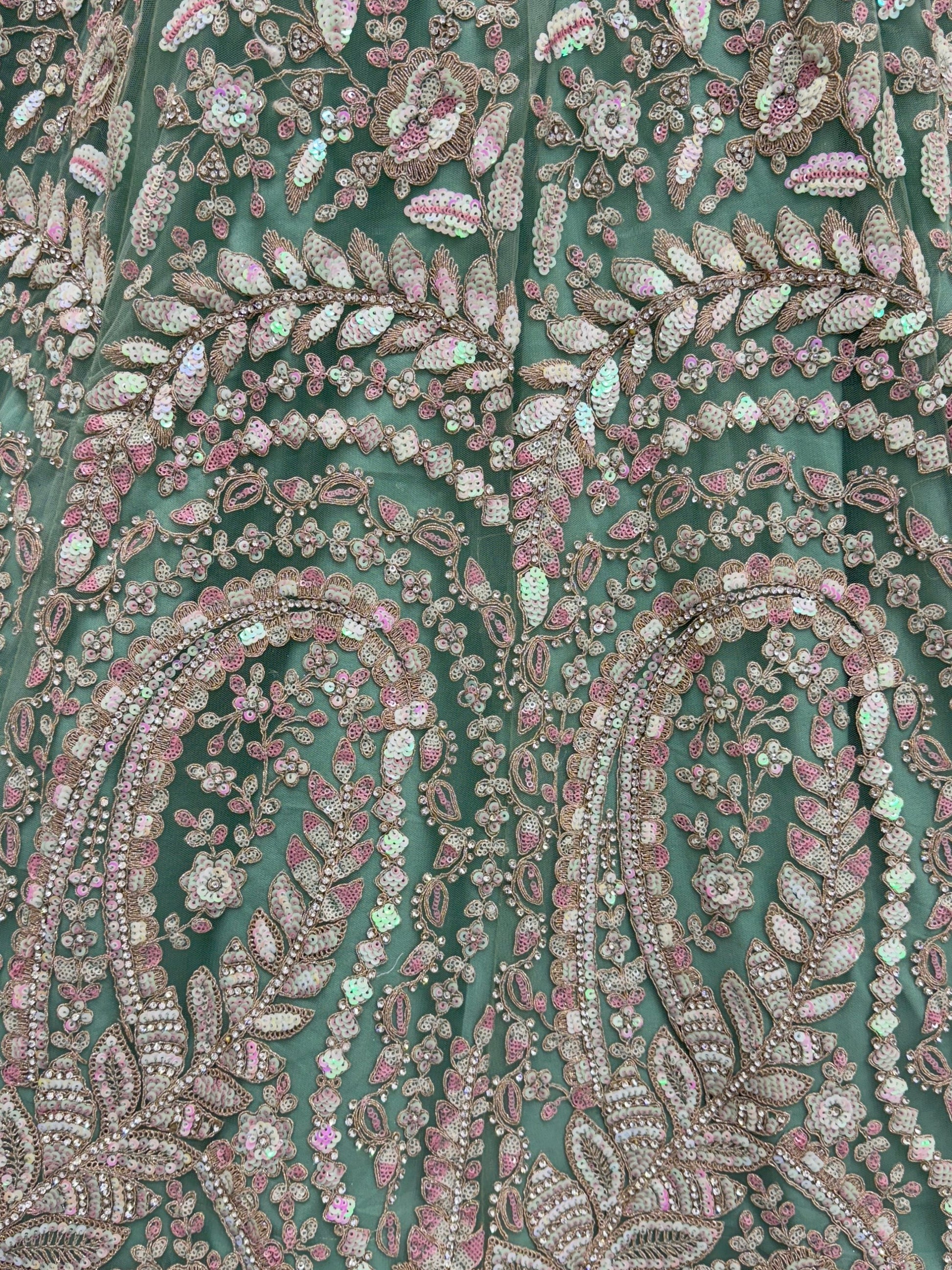 Enchanting Pista Green Sequins Net Reception Wear Lehenga Choli With Dupatta