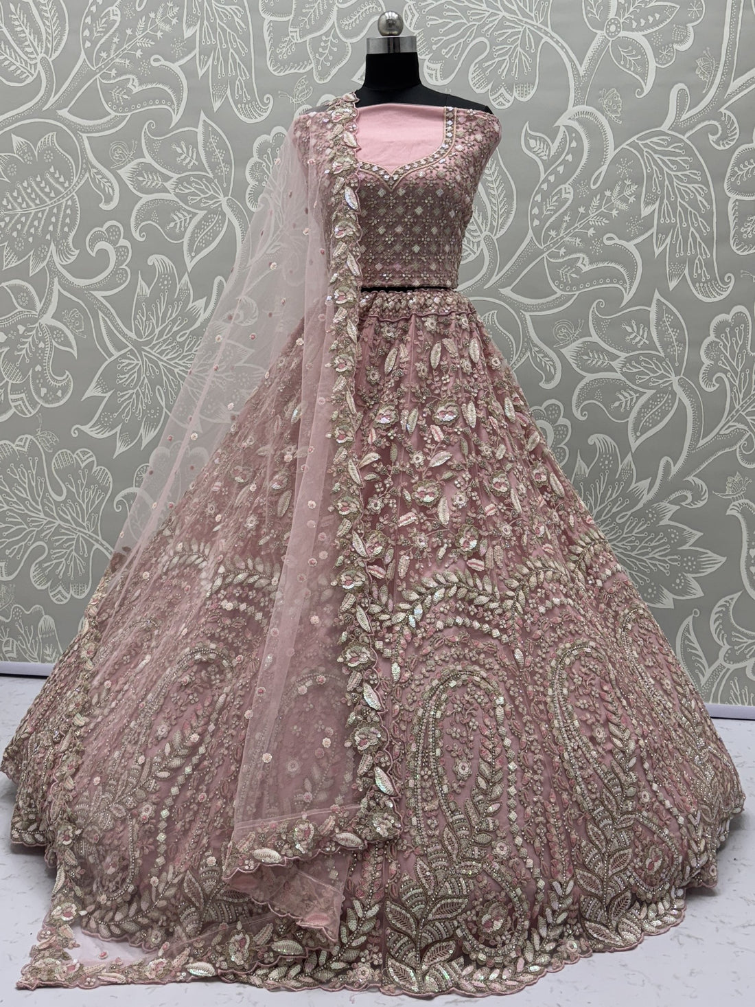 Bewitching Pink Dori Work Net Engagement Wear Lehenga Choli With Dupatta