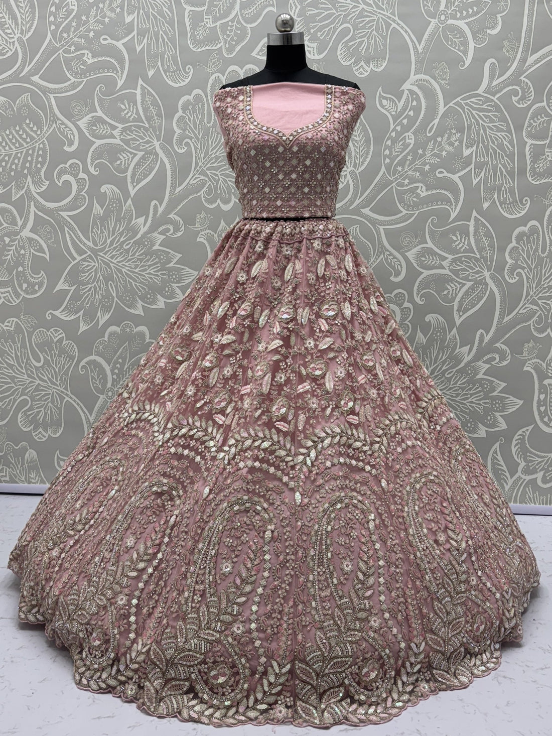 Bewitching Pink Dori Work Net Engagement Wear Lehenga Choli With Dupatta