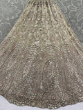 Charming Cream Zircon Work Net Bridesmaid Lehenga Choli With Dupatta