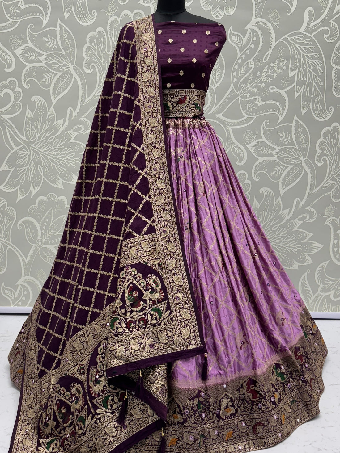 Bewitching Pink Zari Weaving Georgette Function Wear Lehenga Choli With Dupatta