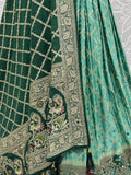 Enchanting Sea Green Mirror Work Georgette Festive Wear Lehenga With Blouse