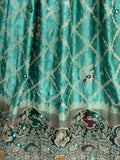 Enchanting Sea Green Mirror Work Georgette Festive Wear Lehenga With Blouse