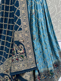 Fantastic Sky-Blue Zari Weaving Georgette Engagement Wear Lehenga Choli