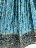 Fantastic Sky-Blue Zari Weaving Georgette Engagement Wear Lehenga Choli