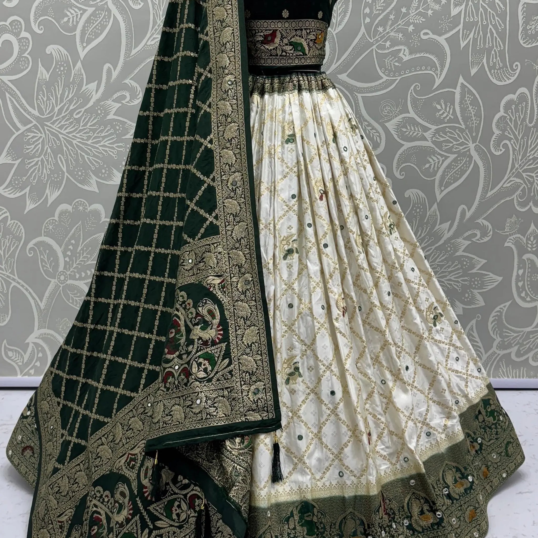 Adorable White Zari Weaving Georgette Event Wear Lehenga Choli With Dupatta