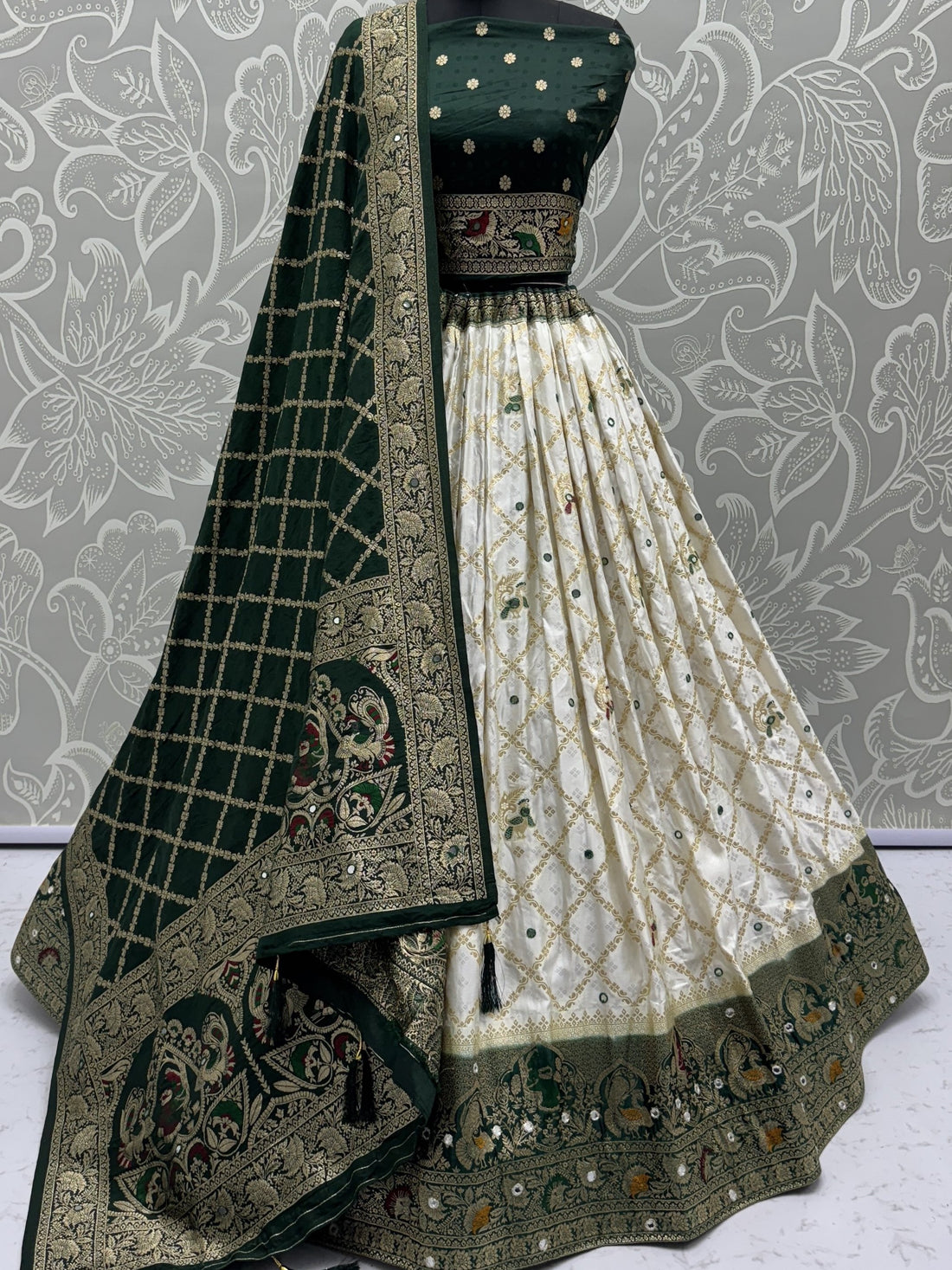 Adorable White Zari Weaving Georgette Event Wear Lehenga Choli With Dupatta