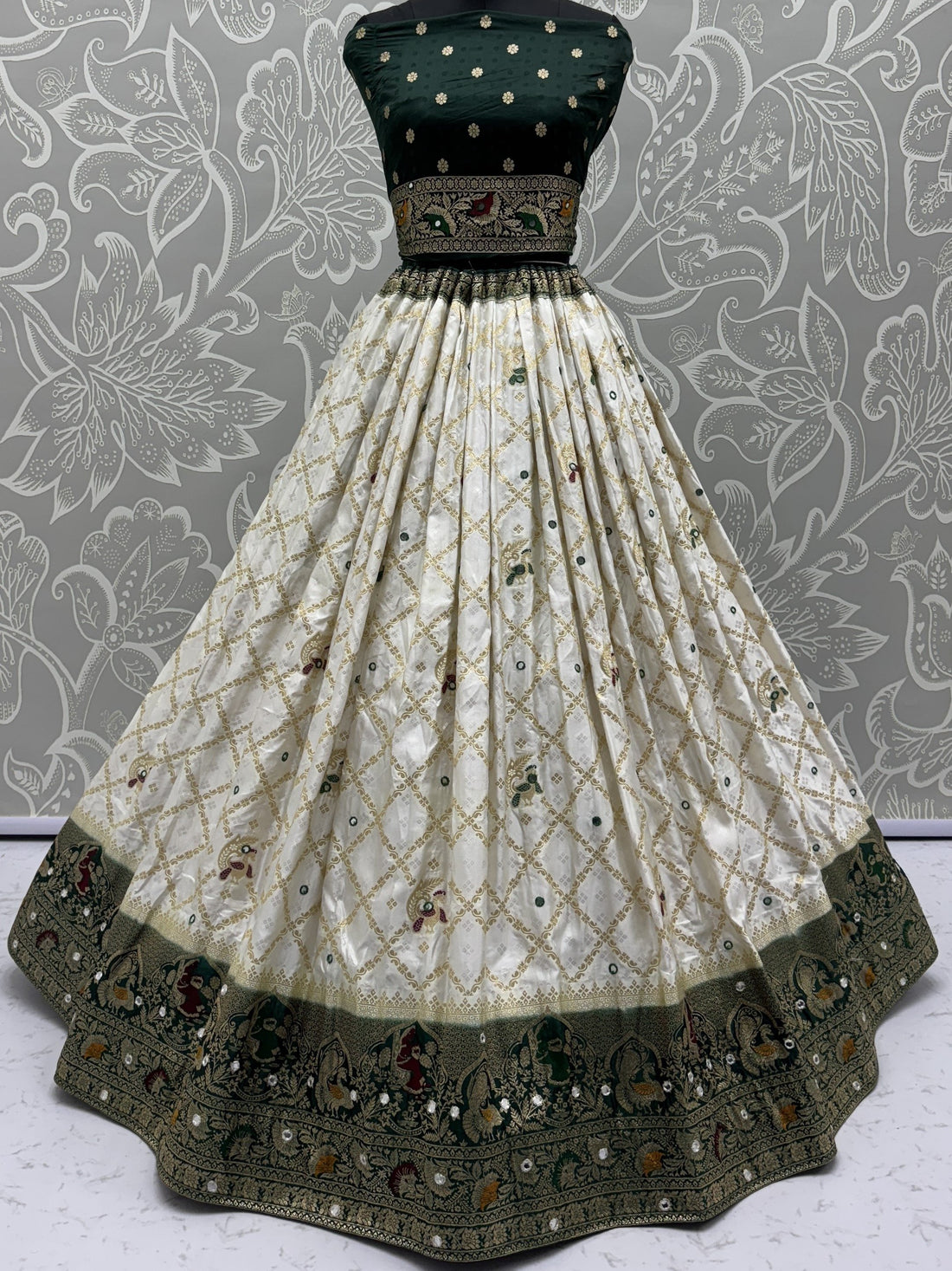Adorable White Zari Weaving Georgette Event Wear Lehenga Choli With Dupatta