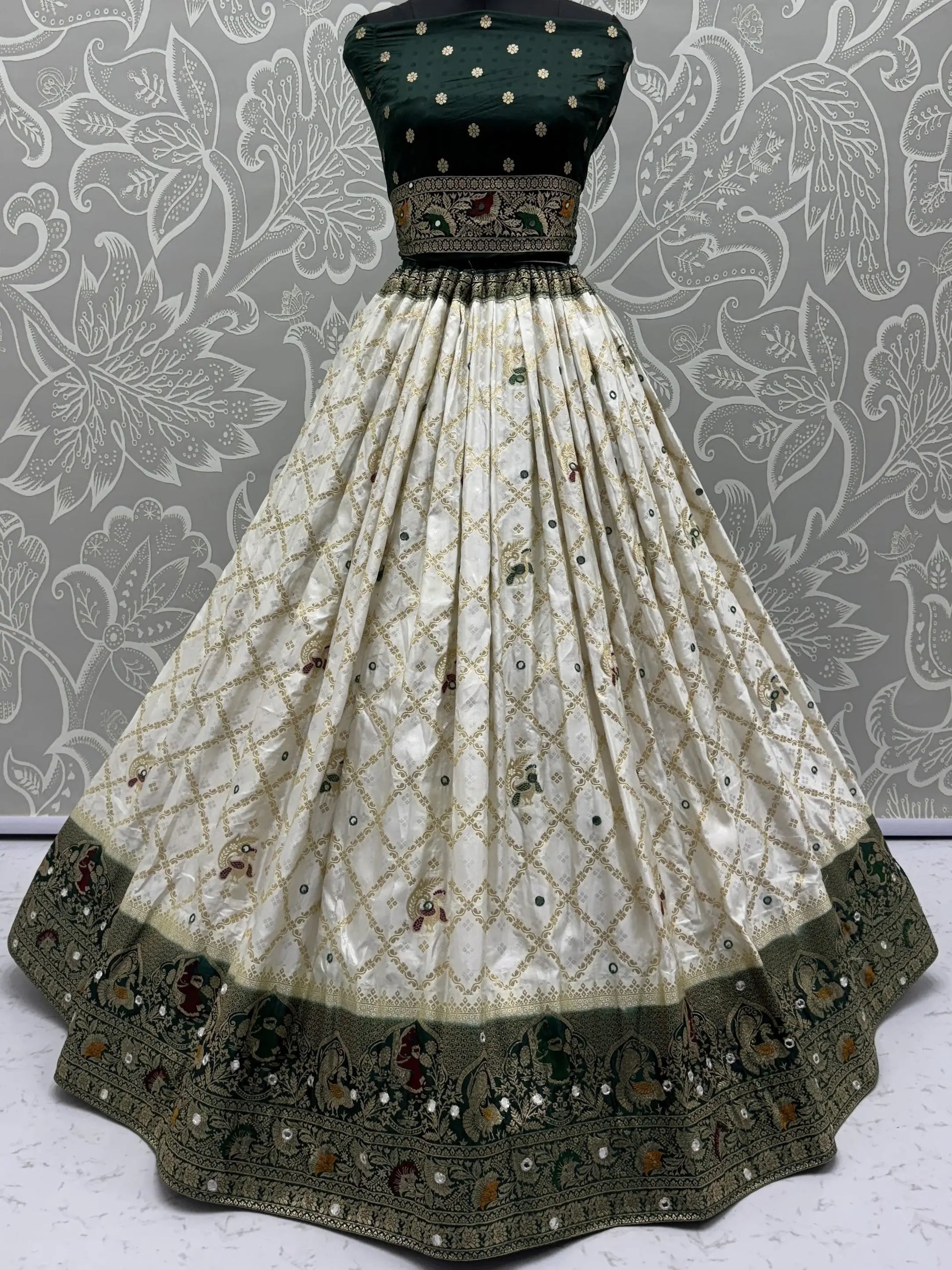 Adorable White Zari Weaving Georgette Event Wear Lehenga Choli With Dupatta