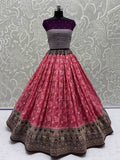 Phenomenal Pink Mirror Work Georgette Festive Wear Lehenga Choli