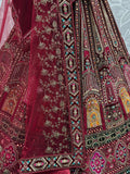 Excellent Maroon Zircon Work Velvet Bridal Lehenga Choli With Double Dupatta